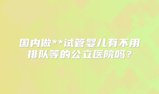 国内做**试管婴儿有不用排队等的公立医院吗？