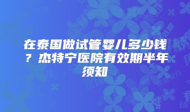 在泰国做试管婴儿多少钱？杰特宁医院有效期半年须知