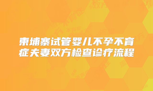柬埔寨试管婴儿不孕不育症夫妻双方检查诊疗流程
