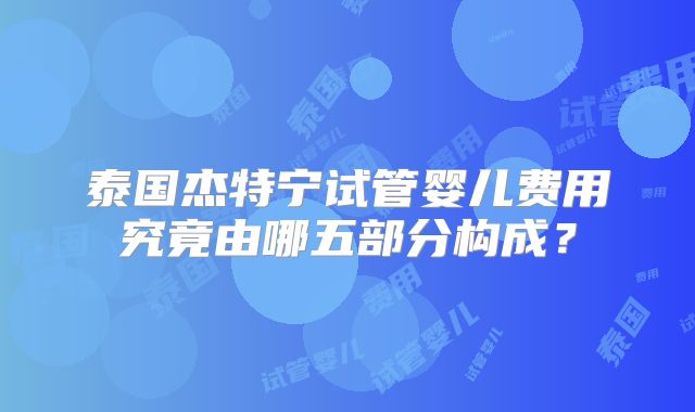 泰国杰特宁试管婴儿费用究竟由哪五部分构成?