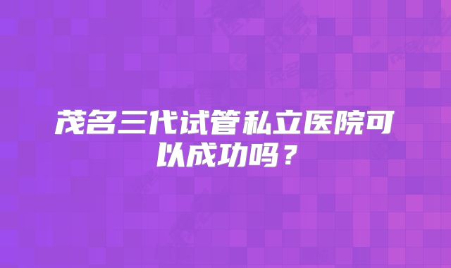 茂名三代试管私立医院可以成功吗?
