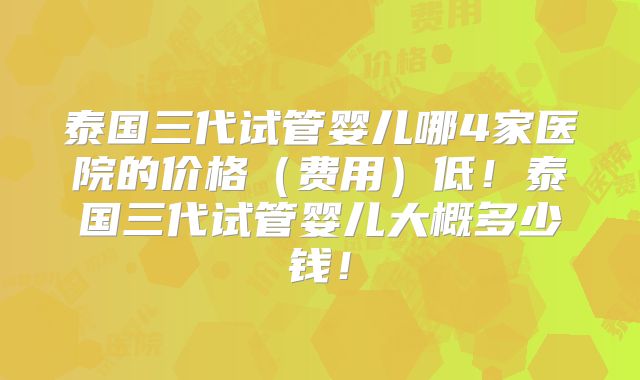 泰国三代试管婴儿哪4家医院的价格（费用）低！泰国三代试管婴儿大概多少钱！