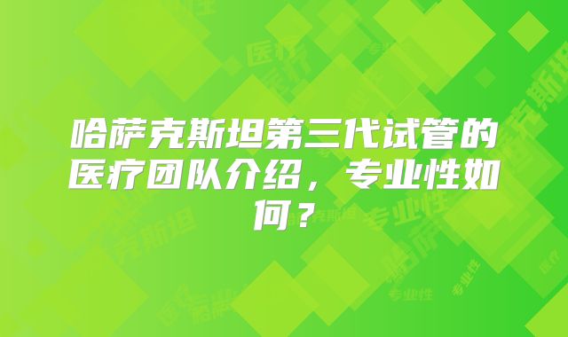 哈萨克斯坦第三代试管的医疗团队介绍，专业性如何？