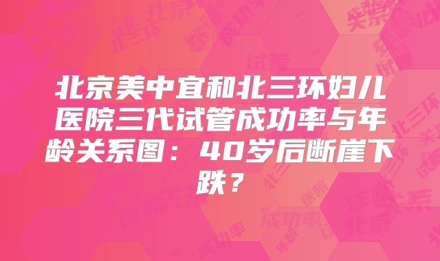 北京美中宜和北三环妇儿医院三代试管成功率与年龄关系图：40岁后断崖下跌？