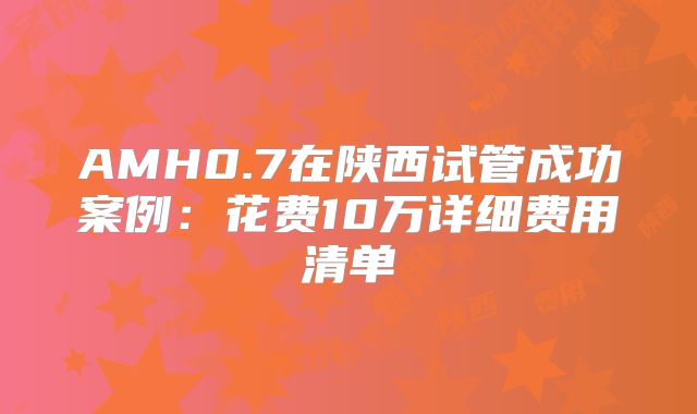 AMH0.7在陕西试管成功案例:花费10万详细费用清单