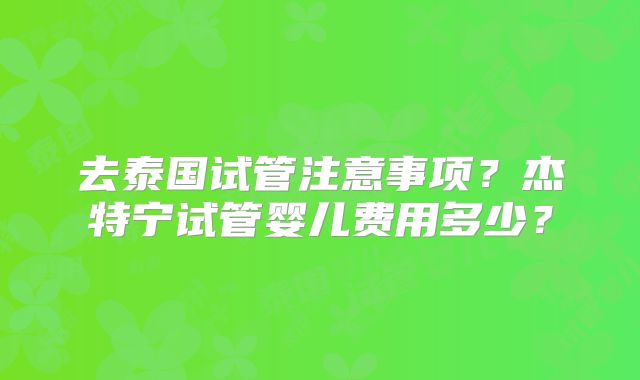 去泰国试管注意事项？杰特宁试管婴儿费用多少？