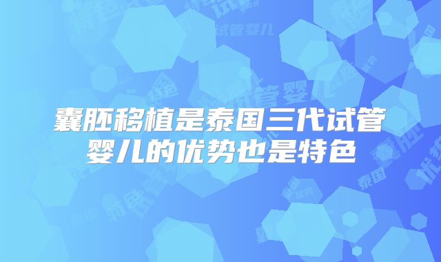 囊胚移植是泰国三代试管婴儿的优势也是特色