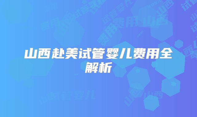 山西赴美试管婴儿费用全解析