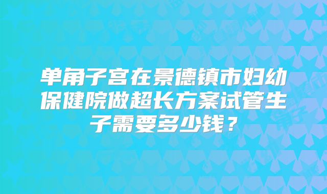 单角子宫在景德镇市妇幼保健院做超长方案试管生子需要多少钱？