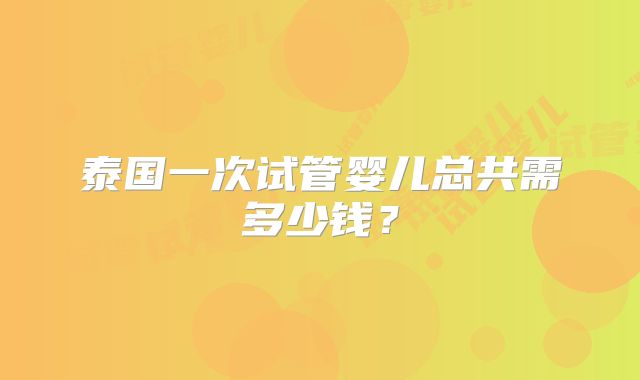 泰国一次试管婴儿总共需多少钱？