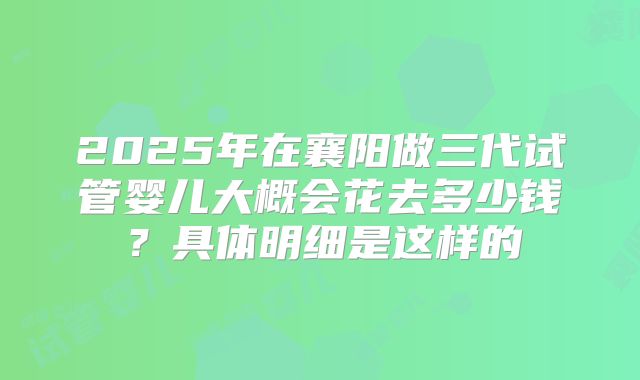 2025年在襄阳做三代试管婴儿大概会花去多少钱?具体明细是这样的