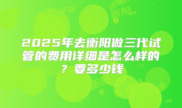 2025年去衡阳做三代试管的费用详细是怎么样的？要多少钱