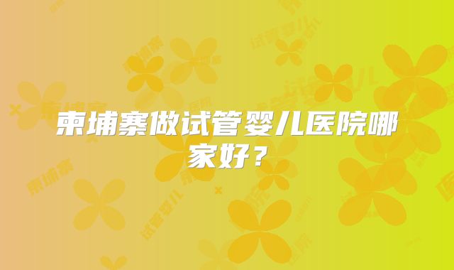 柬埔寨做试管婴儿医院哪家好？