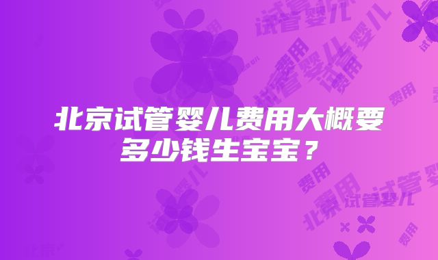 北京试管婴儿费用大概要多少钱生宝宝？