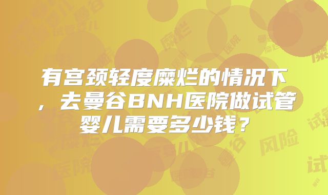 有宫颈轻度糜烂的情况下,去曼谷BNH医院做试管婴儿需要多少钱?
