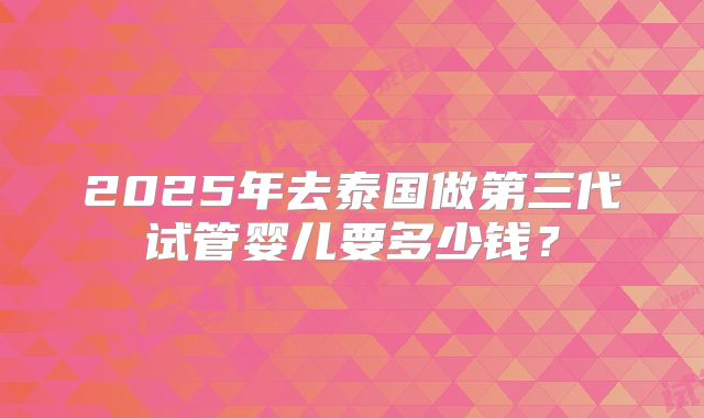 2025年去泰国做第三代试管婴儿要多少钱？