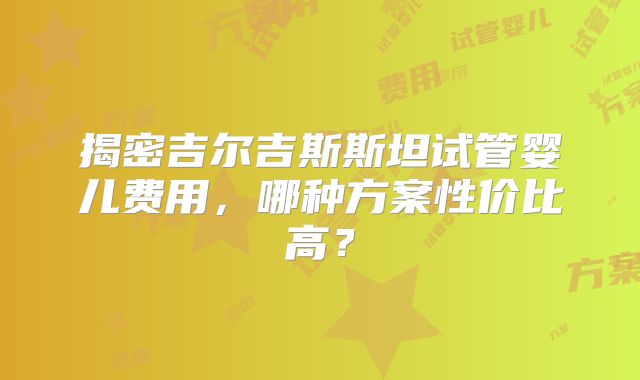 揭密吉尔吉斯斯坦试管婴儿费用，哪种方案性价比高？
