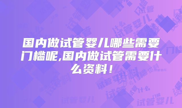 国内做试管婴儿哪些需要门槛呢,国内做试管需要什么资料！