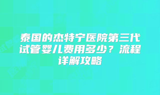 泰国的杰特宁医院第三代试管婴儿费用多少？流程详解攻略
