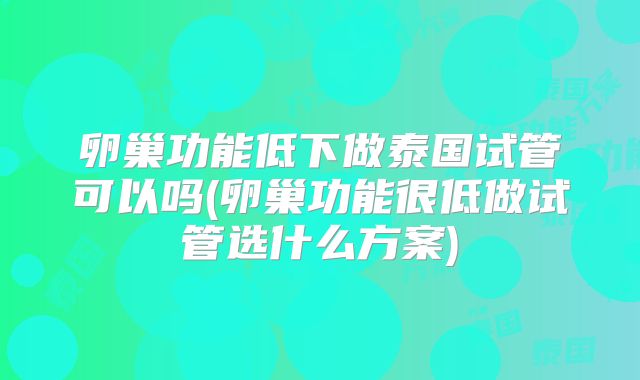 卵巢功能低下做泰国试管可以吗(卵巢功能很低做试管选什么方案)