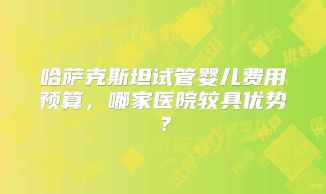 哈萨克斯坦试管婴儿费用预算,哪家医院较具优势?