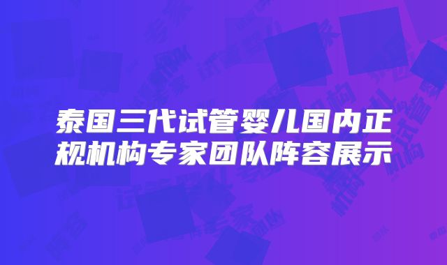 泰国三代试管婴儿国内正规机构专家团队阵容展示