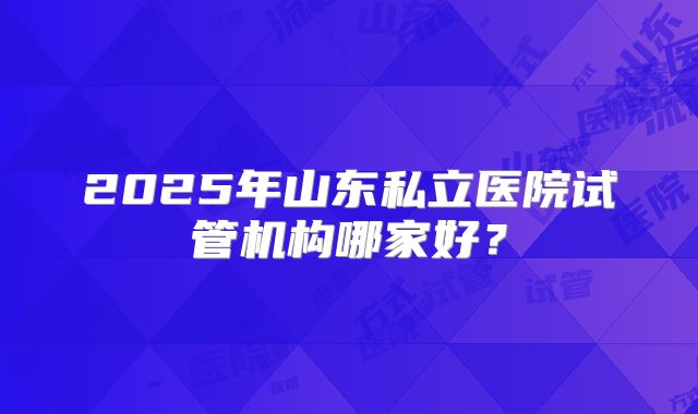 2025年山东私立医院试管机构哪家好？