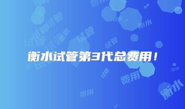 衡水试管第3代总费用！