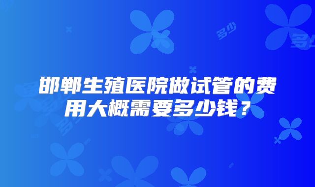 邯郸生殖医院做试管的费用大概需要多少钱?