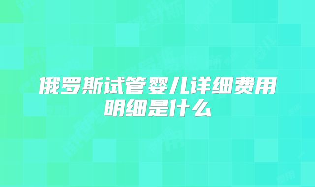 俄罗斯试管婴儿详细费用明细是什么