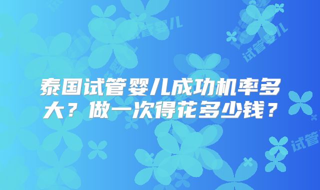 泰国试管婴儿成功机率多大？做一次得花多少钱？