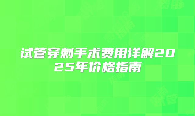 试管穿刺手术费用详解2025年价格指南