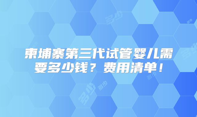 柬埔寨第三代试管婴儿需要多少钱？费用清单！