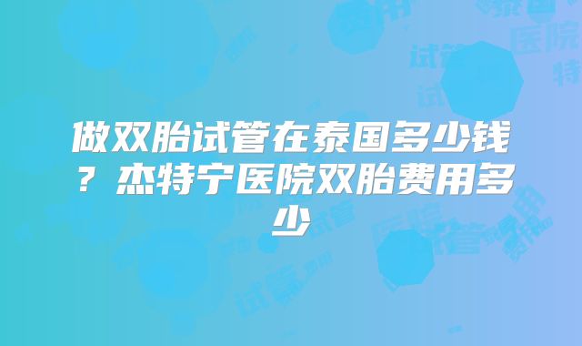 做双胎试管在泰国多少钱？杰特宁医院双胎费用多少
