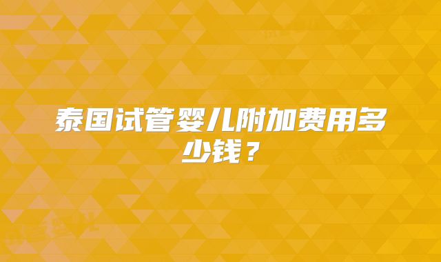 泰国试管婴儿附加费用多少钱?