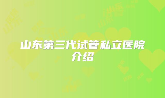 山东第三代试管私立医院介绍