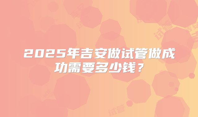 2025年吉安做试管做成功需要多少钱?