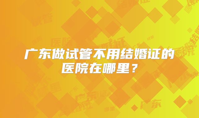 广东做试管不用结婚证的医院在哪里？
