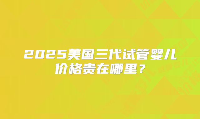 2025美国三代试管婴儿价格贵在哪里？