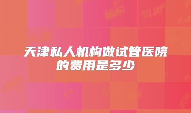 天津私人机构做试管医院的费用是多少