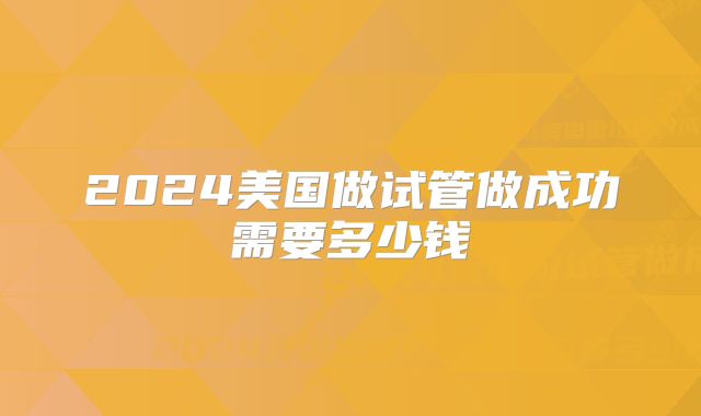 2024美国做试管做成功需要多少钱