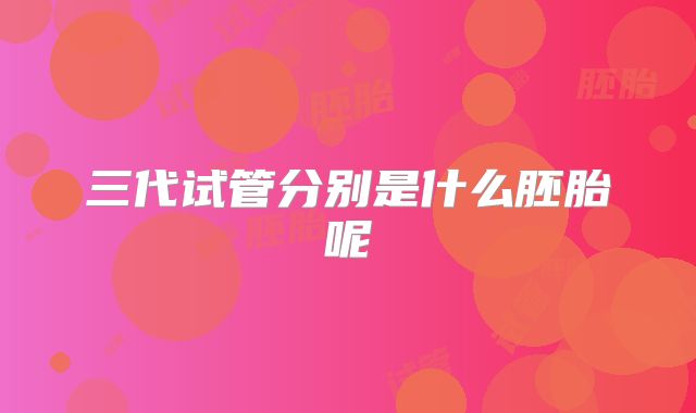 三代试管分别是什么胚胎呢