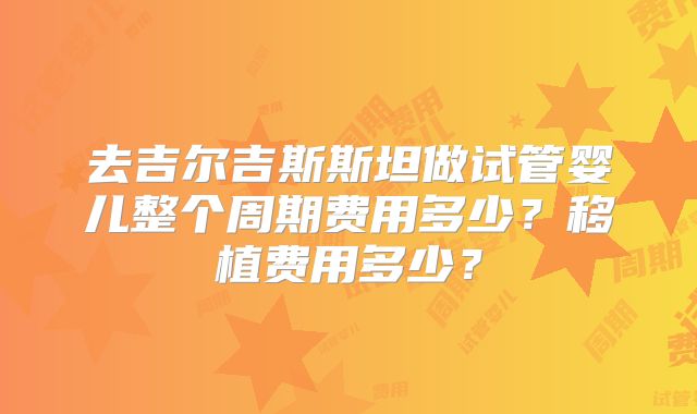 去吉尔吉斯斯坦做试管婴儿整个周期费用多少?移植费用多少?