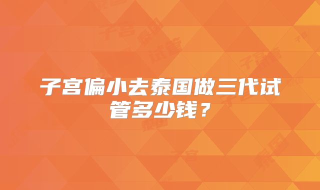 子宫偏小去泰国做三代试管多少钱？