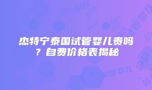 杰特宁泰国试管婴儿贵吗？自费价格表揭秘