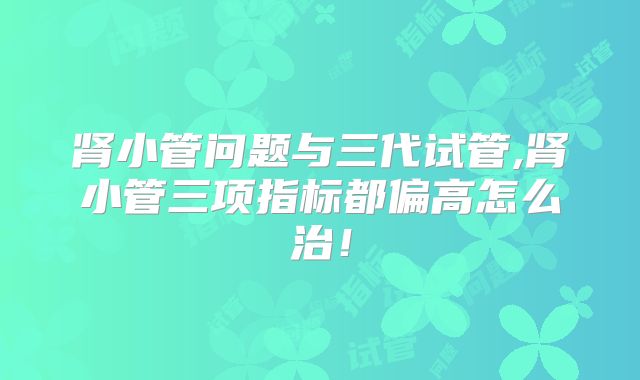 肾小管问题与三代试管,肾小管三项指标都偏高怎么治！