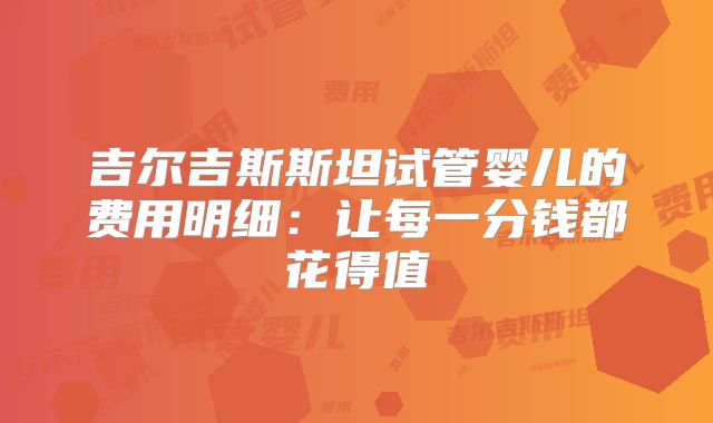吉尔吉斯斯坦试管婴儿的费用明细：让每一分钱都花得值