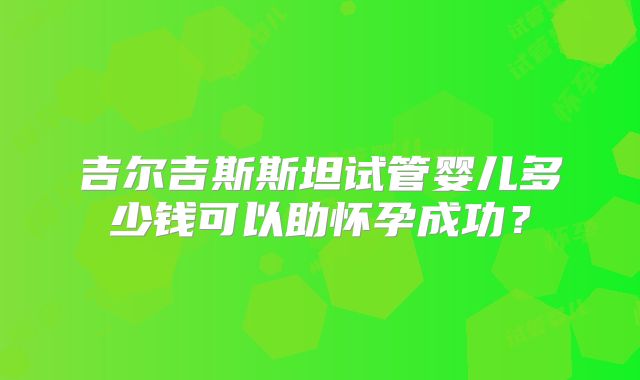 吉尔吉斯斯坦试管婴儿多少钱可以助怀孕成功?