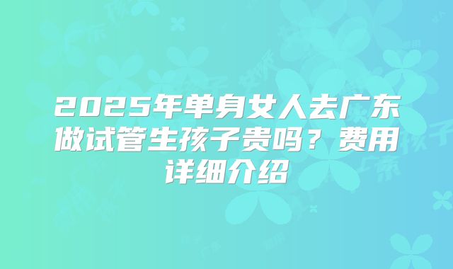 2025年单身女人去广东做试管生孩子贵吗？费用详细介绍