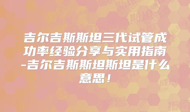 吉尔吉斯斯坦三代试管成功率经验分享与实用指南-吉尔吉斯斯坦斯坦是什么意思！